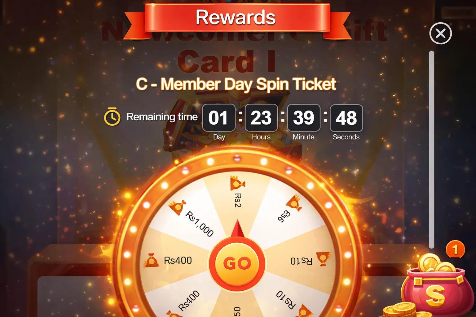 Lucky wheel on done55 game to earn rewards